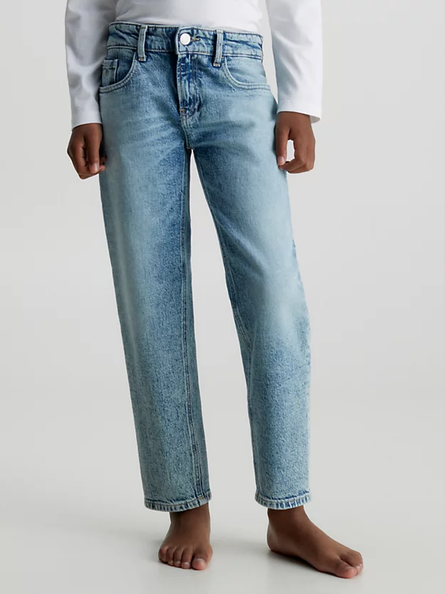 Calça jeans reta de cintura média para meninos