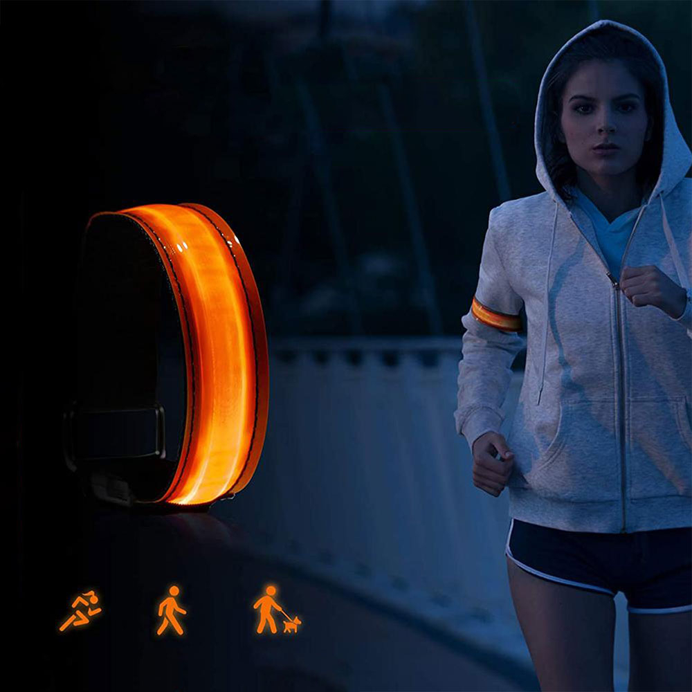 Aufladbares USB Leuchtarmband für Kinder / Erwachsene zum Sport / Joggen / Radfahren (28-32cm) - Blau