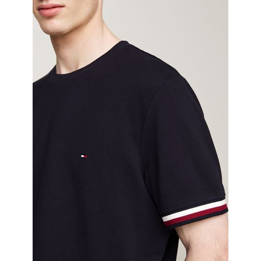 Tommy Hilfiger Global Stripe Cuff Pique T-shirt, Desert Sky, 3XL