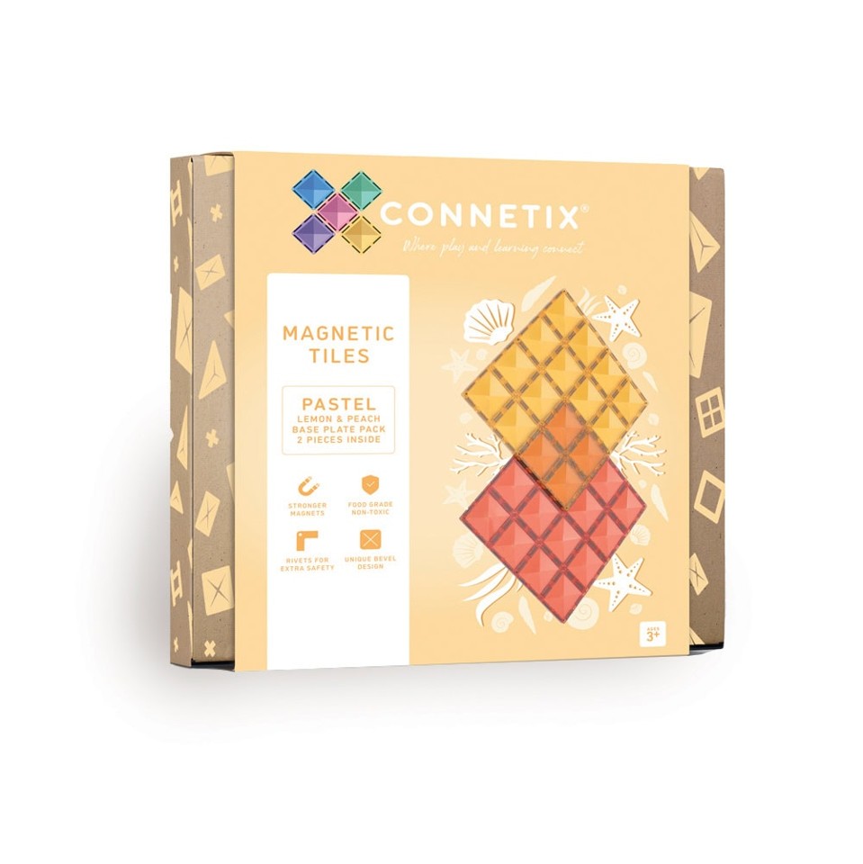 Connetix - Base Plate Magnetplader 2 stk. Pastel Lemon & Peach - (CT-P-LP002-BP)