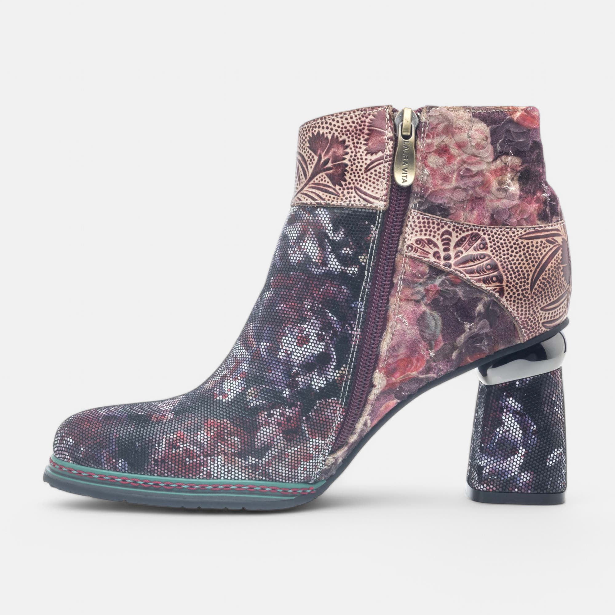 Bottines à talon Femme en cuir rouge