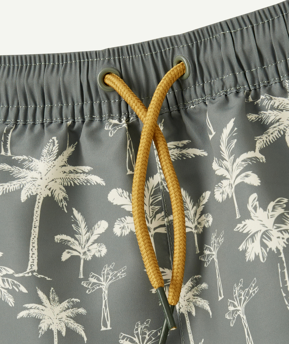 SHORT DE BAIN GARÇON EN FIBRES RECYCLÉES VERT IMPRIMÉ PALMIER