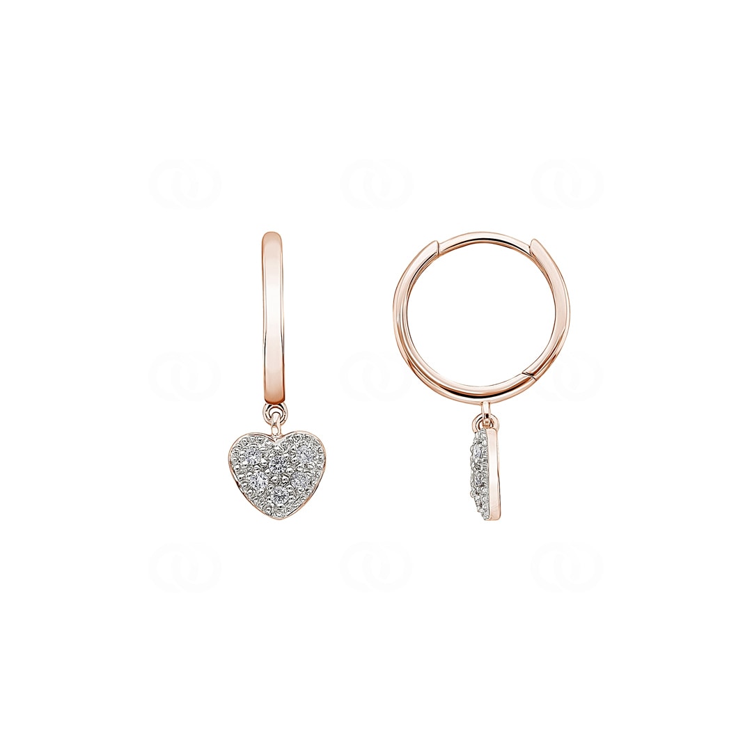 Kreolen 750/18 K Roségold Herz mit Diamanten 0.13 ct H/si