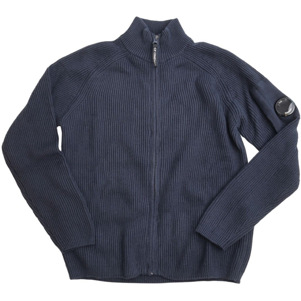 Køb C.P. Company Total Eclipse Blue Tricot Med Lynlås