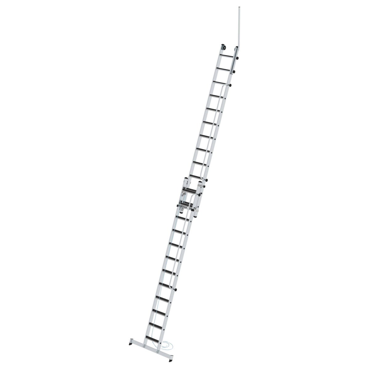 MUNK 2-delige touwladder met leuning en uitstapboom, 2 x 12 treden