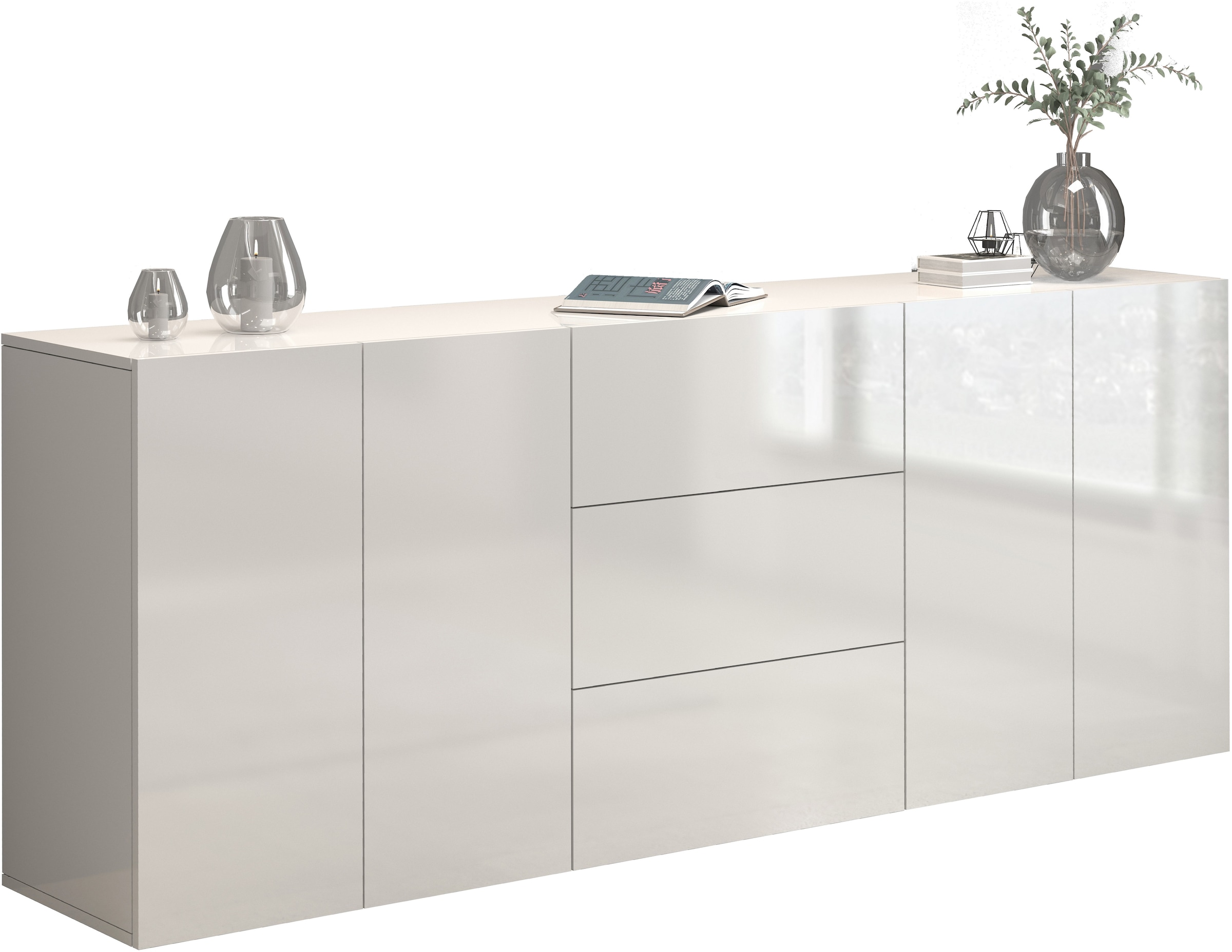 INOSIGN Sideboard »Egypt, Kommode, Schrank, Kredenz,  grifflos« 4 Türen, 3 Schubkästen mit Push-To-Open Funktion, Hochglanz Breite 200