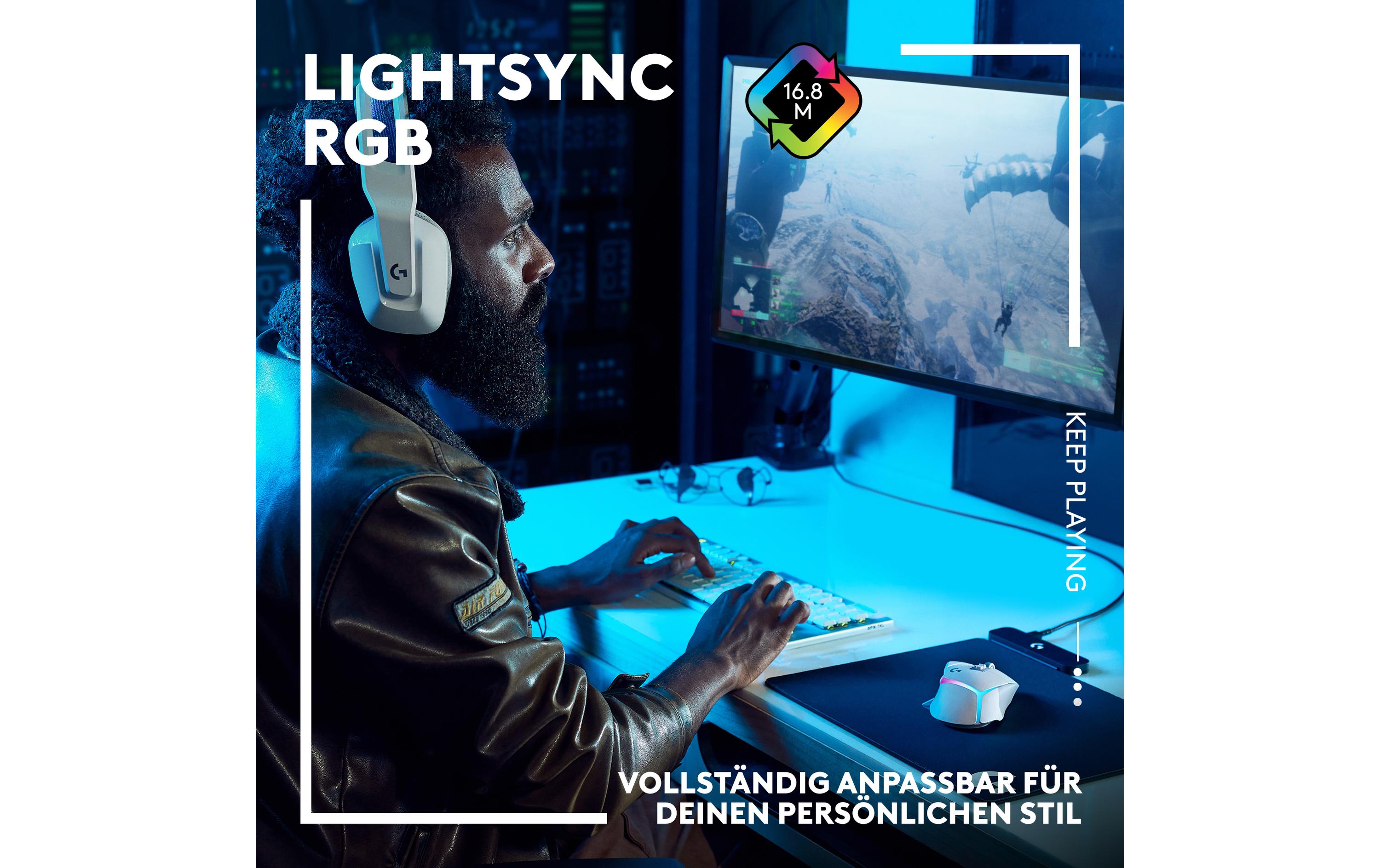 Gaming-Maus G502 X Plus Weiss<br>Kabellose Lightspeed Gaming-Maus mit «Lightsync»-RGB-Beleuchtung