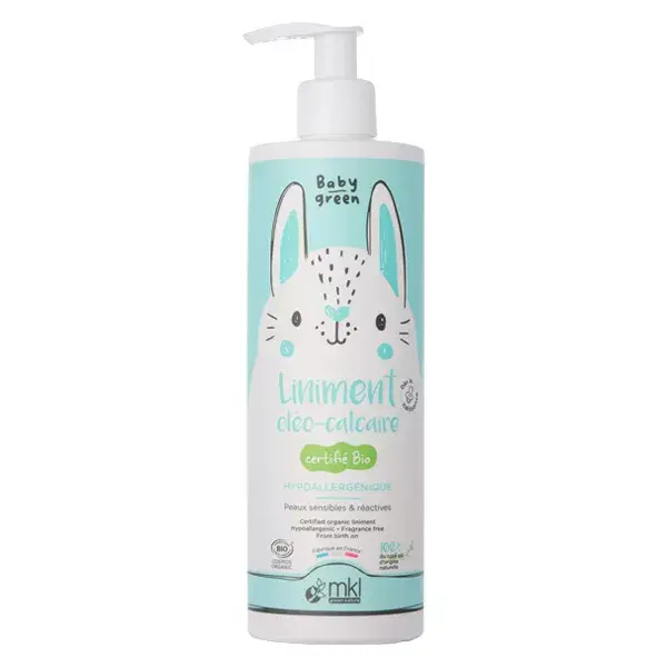 Linimento orgânico de oleo-calcário verde para bebês MKL Green Nature 400ml