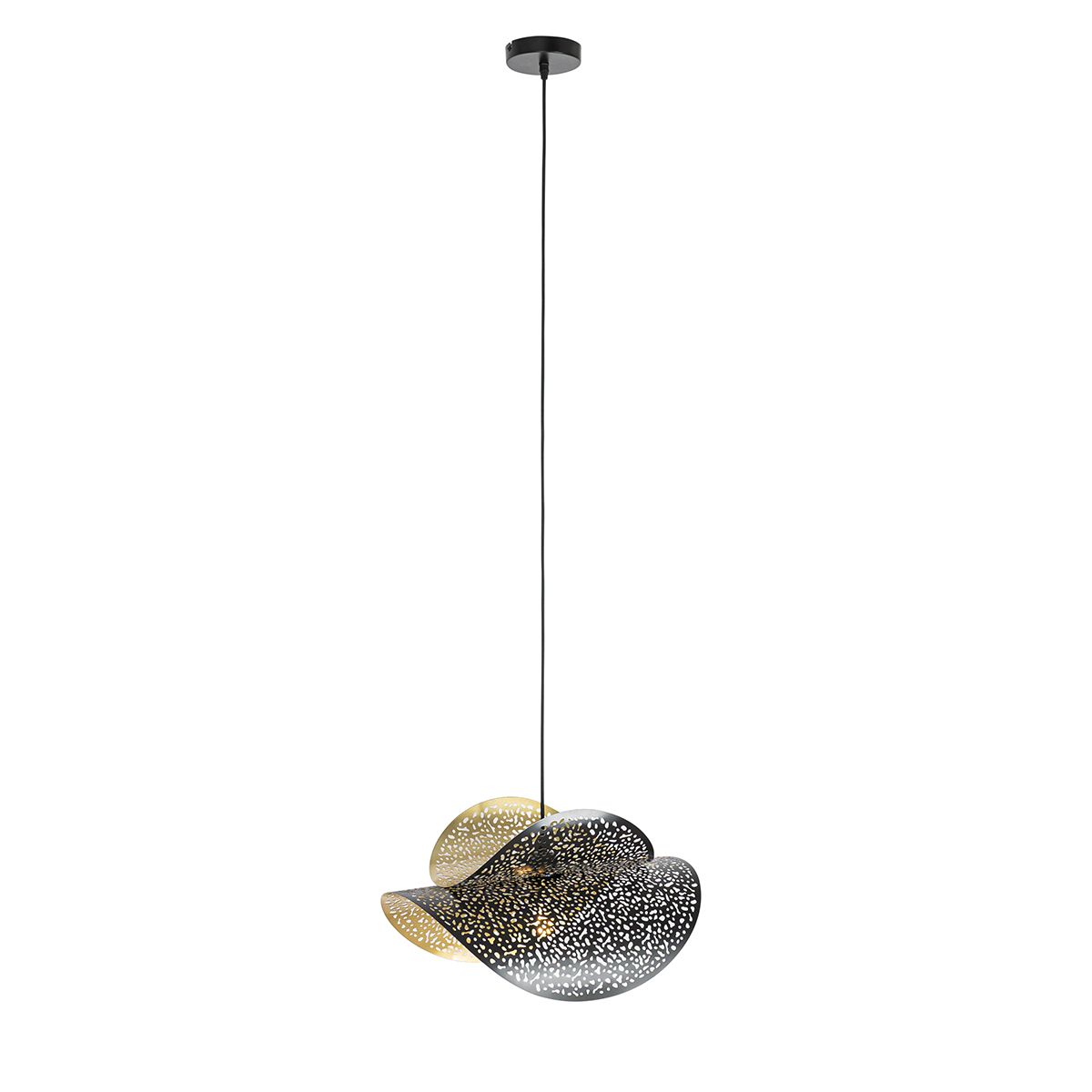 Oosterse hanglamp zwart met goud 28 cm - Japke