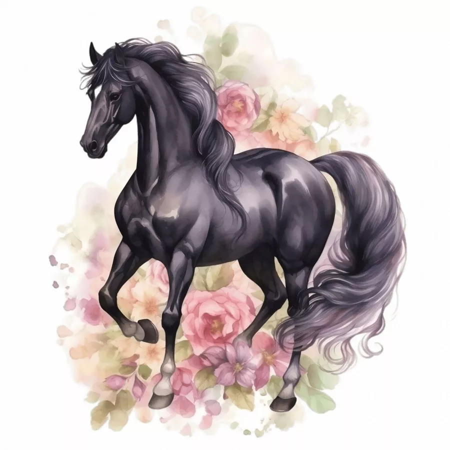 Nikima Wandtattoo 245 Wandtattoo Pferd Rappe schwarz in 4 vers. Größen bunt