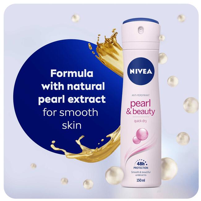 NIVEA Pearl & Beauty Deodorant Spray - Voor egale en gladde oksels - Met parelextracten - Beschermt 48 uur - 150 ml