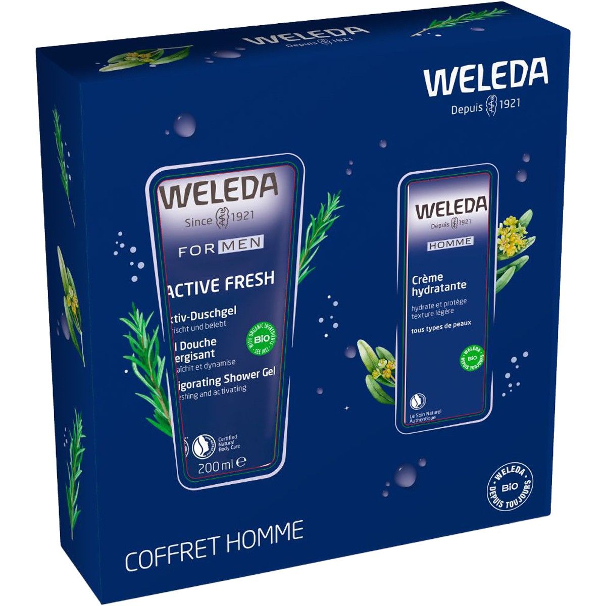 Coffret énergisant - Gel douche & crème hydratante - Visage & corps - Homme
