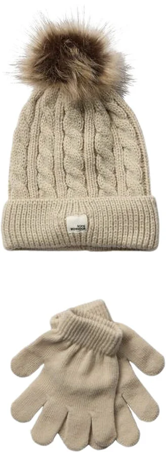 Sofie Schnoor Beanie and Gloves Set Brown melange