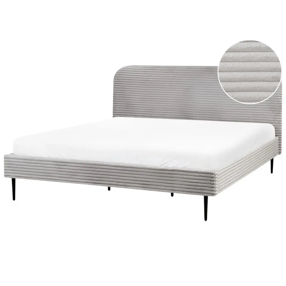 FLAYAT - Tweepersoonsbed - Lichtgrijs - 180 x 200 cm - Corduroy