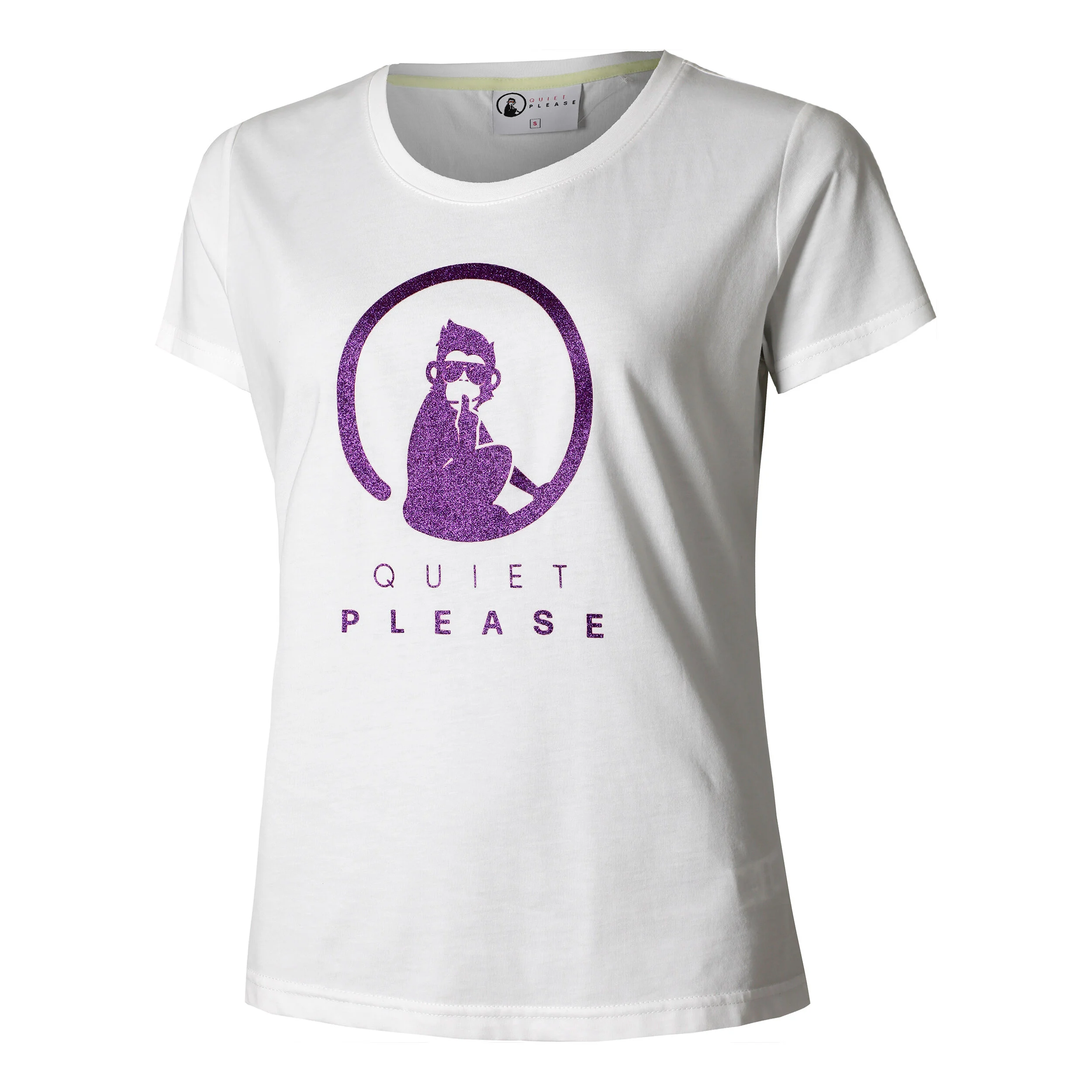 Quiet Please Baseline Glitter T-shirt Femmes - Blanc