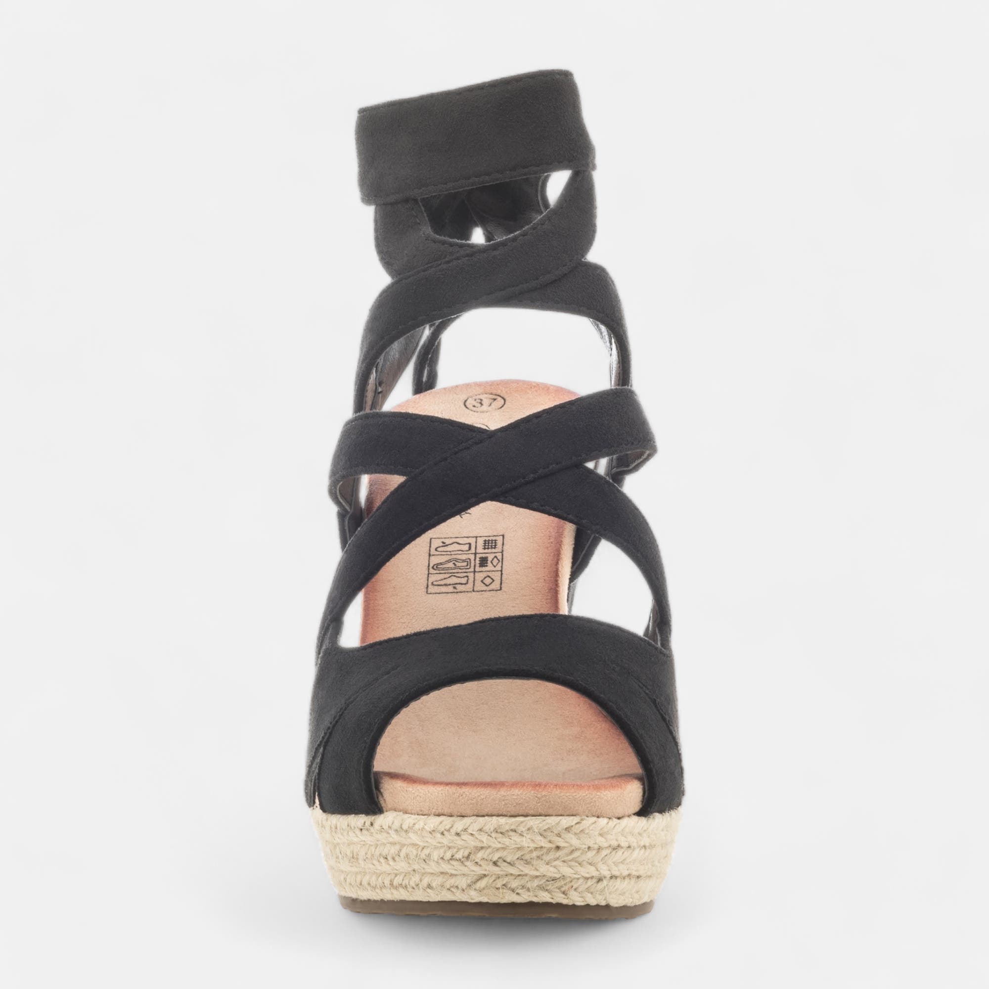 Nu-pieds à talon compensé Femme noir