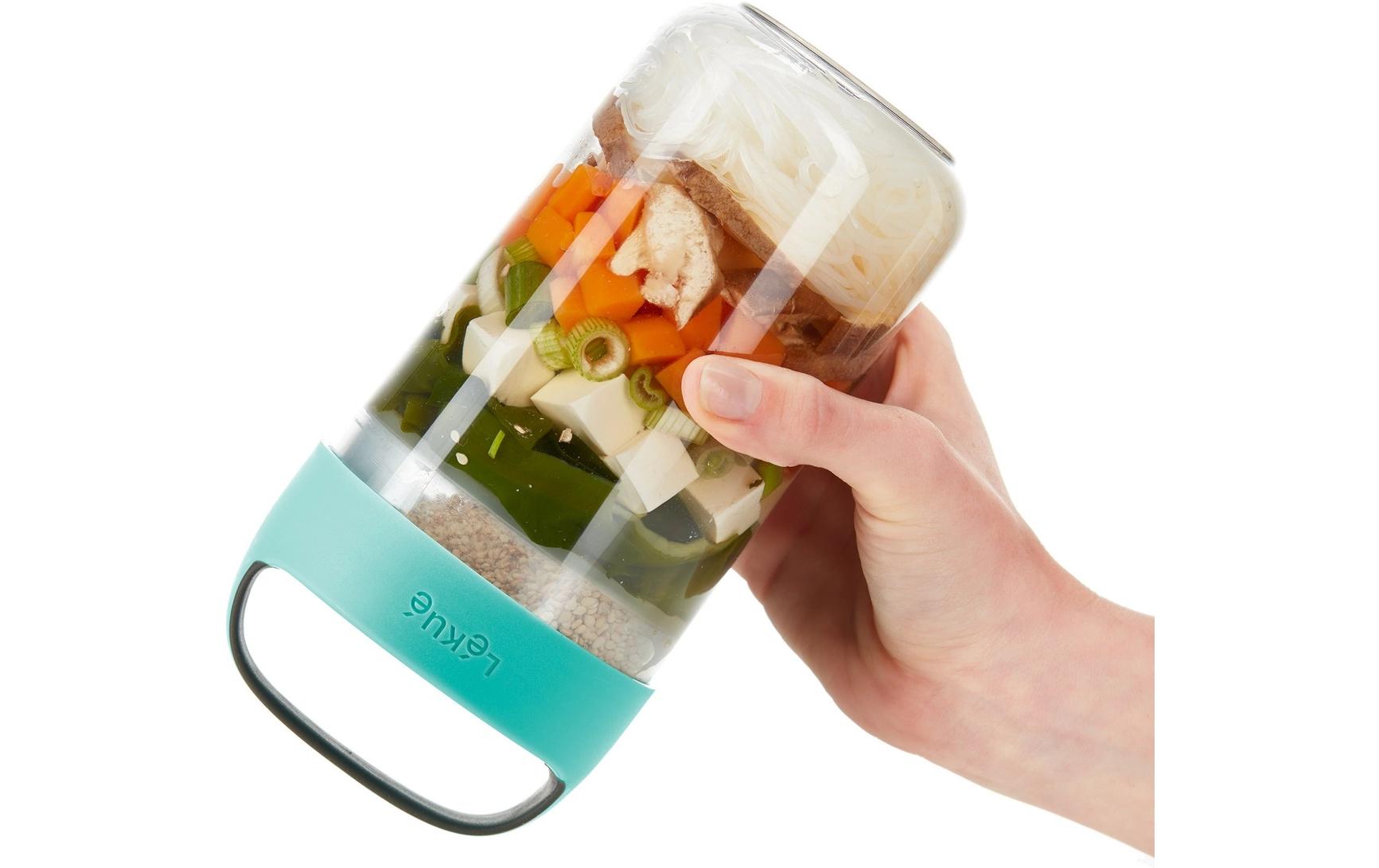 Smoothiebehälter Glas To Go, 600 ml, TürkisBehälter zum Transportieren von Snacks, Suppen, Salaten oder Desserts