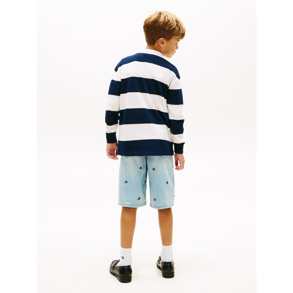 Køb Tommy Hilfiger Dark Night Navy Stripe Th Script Graphic Rugby Polo Ls