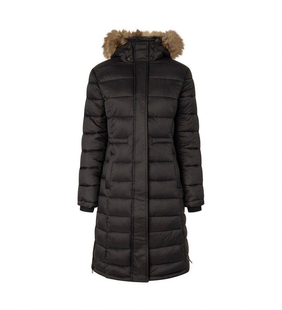 Casaco longo preto Pepe Jeans May