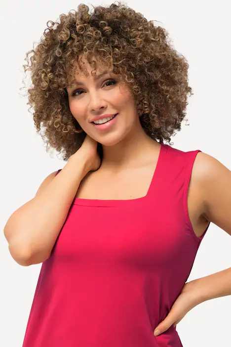 Longtop, Classic Fit, Carré-Ausschnitt, ärmellos, dunkel rosa