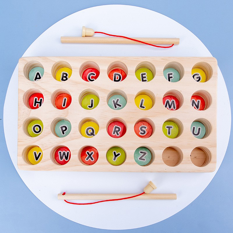 (30-tlg. Set) Magnetisches Holz Kinder Spielzeug Buchstaben Angeln Lernspiel - Bunt
