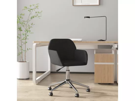 Chaise pivotante de bureau Noir Tissu