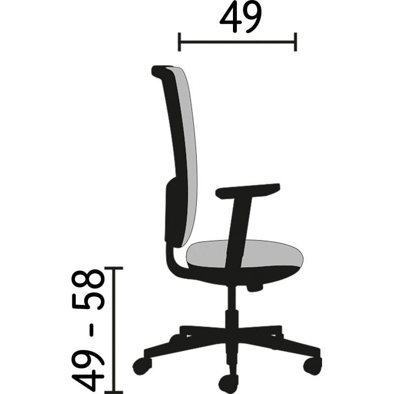 Chaise de bureau ATLAS tissu - avec accoudoirs et soutien lombaire - Mécanisme Synchrone - réglage profondeur de l'assise - Pieds noir