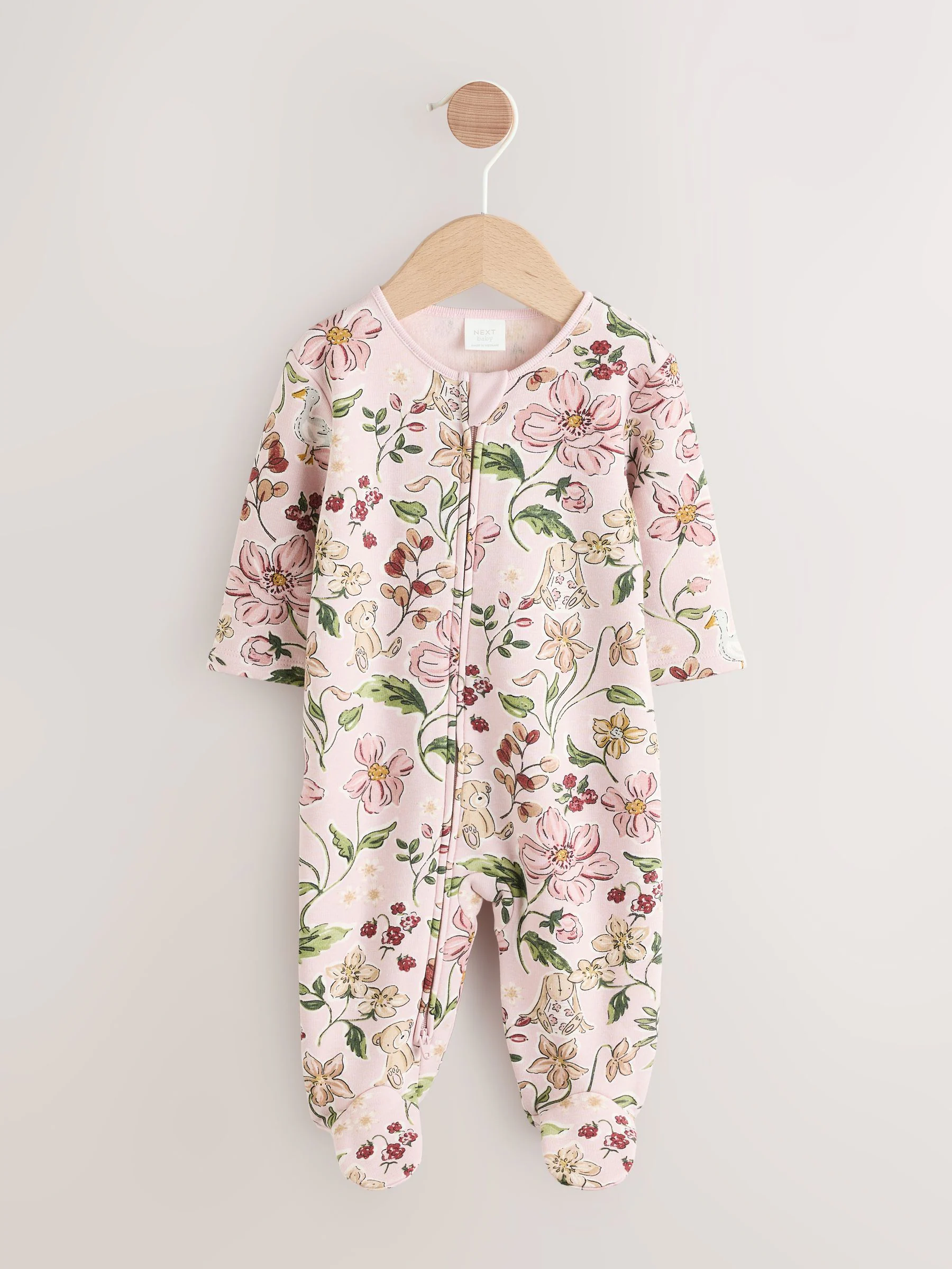 Roze - Fleece Lined Two Way Zip Baby Sleepsuit