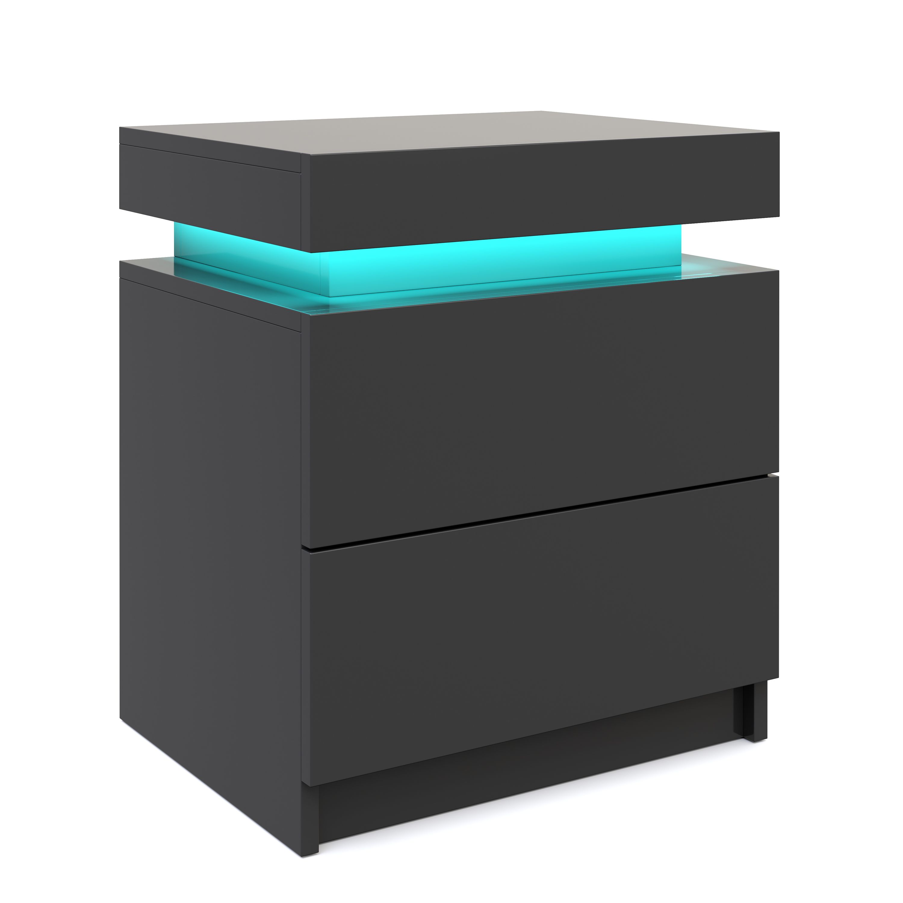 Nachttisch LED MOYA 2 Schubladen schwarz