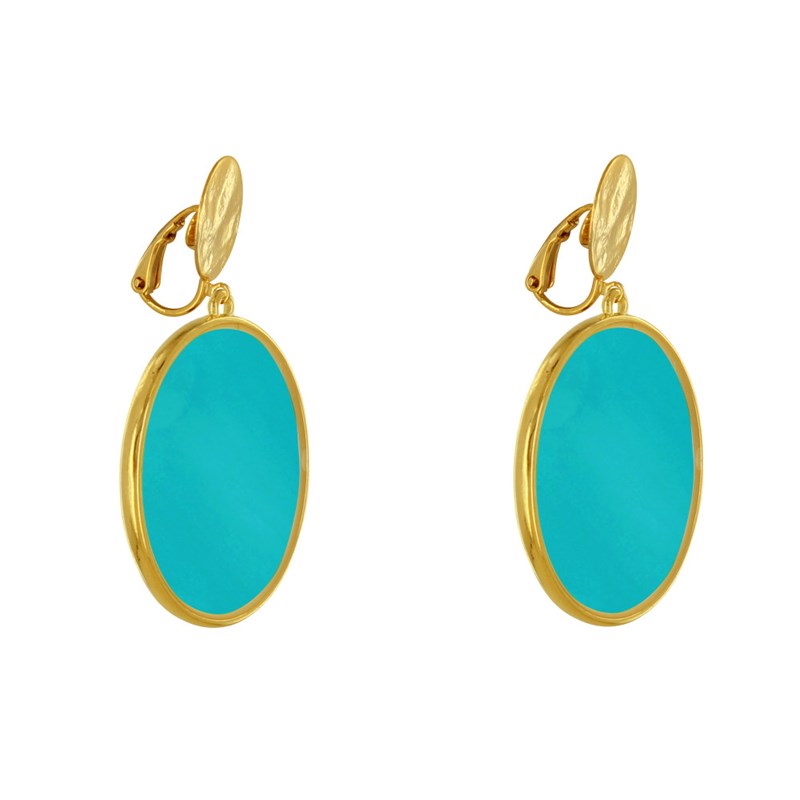 Boucles d'Oreilles Clip Métal Doré Cercle Coloré Translucide