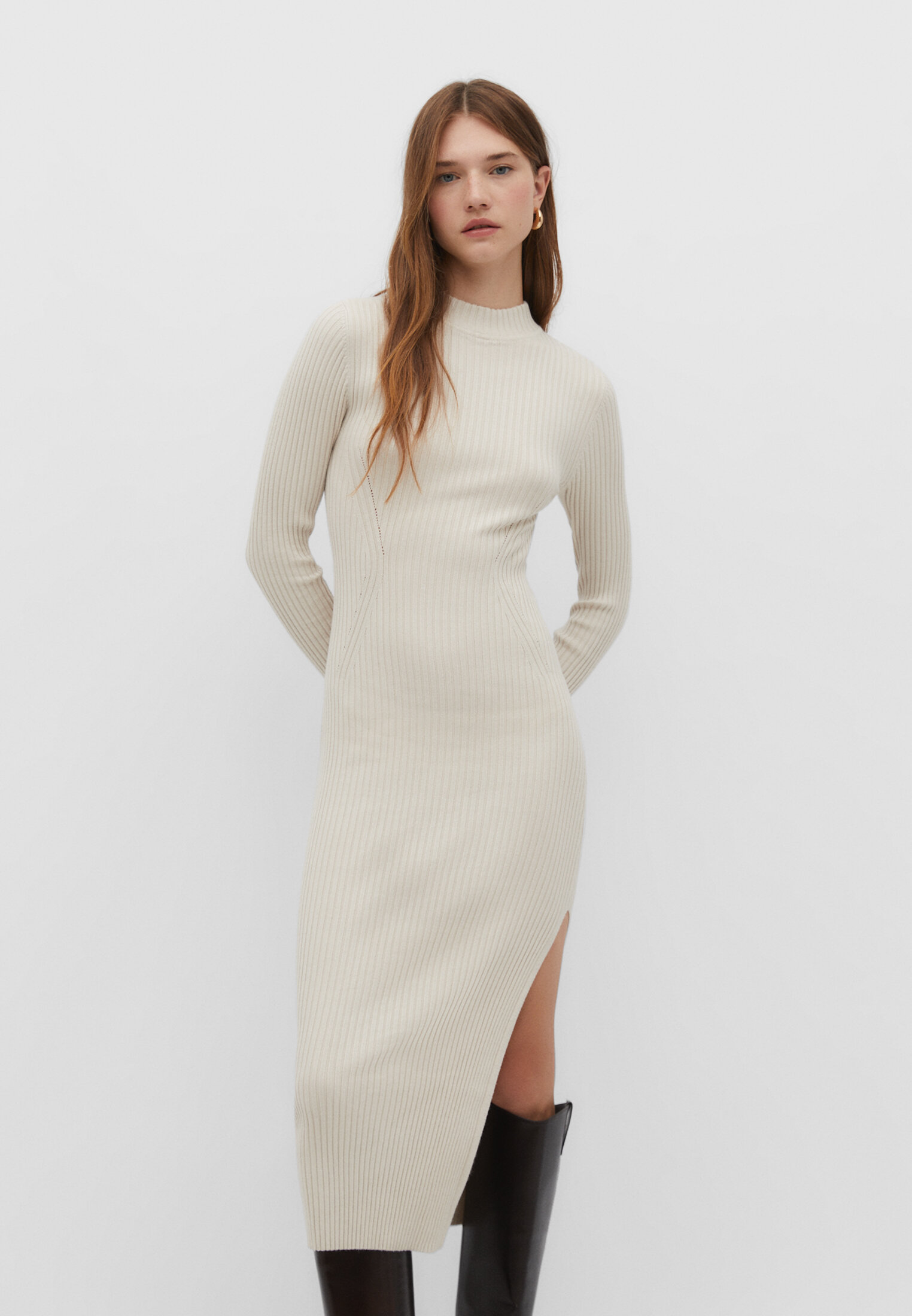 vestido longo de tricô