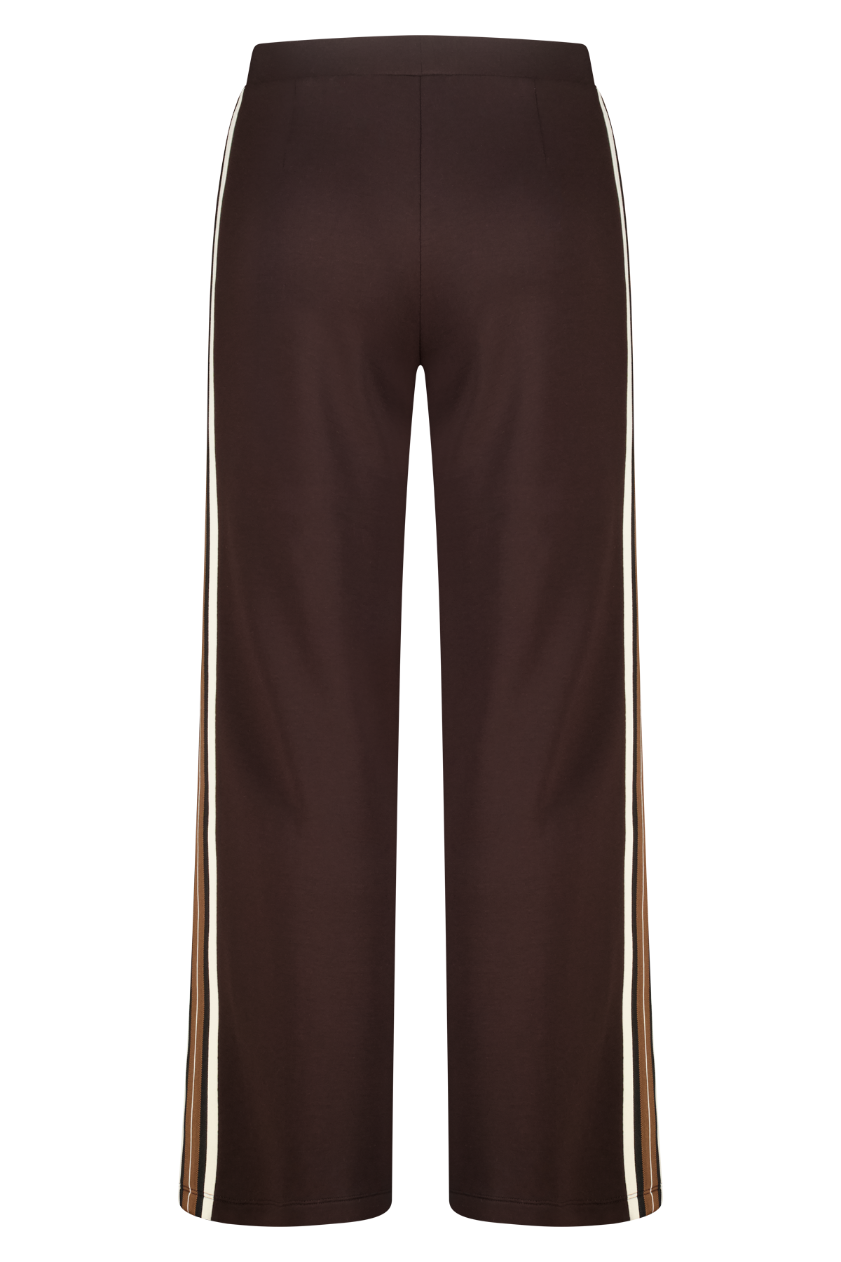 wide fit pantalon met bies aan de zijkant Donker bruin