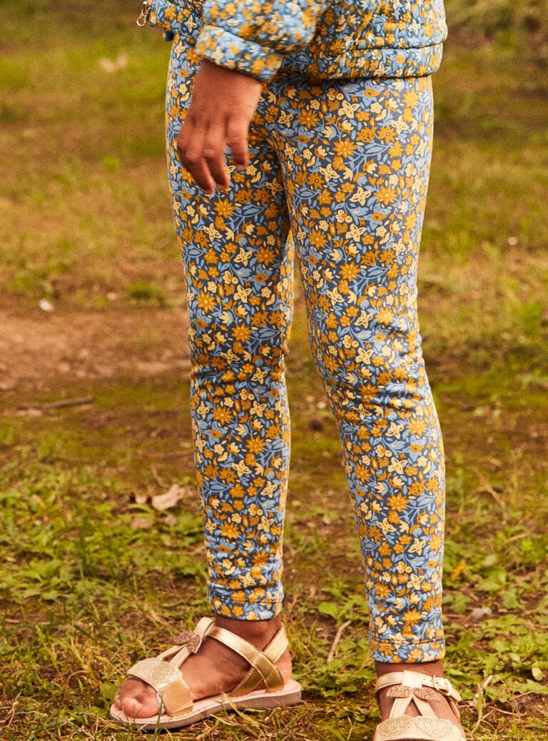 Legging bleu marine à fleurs