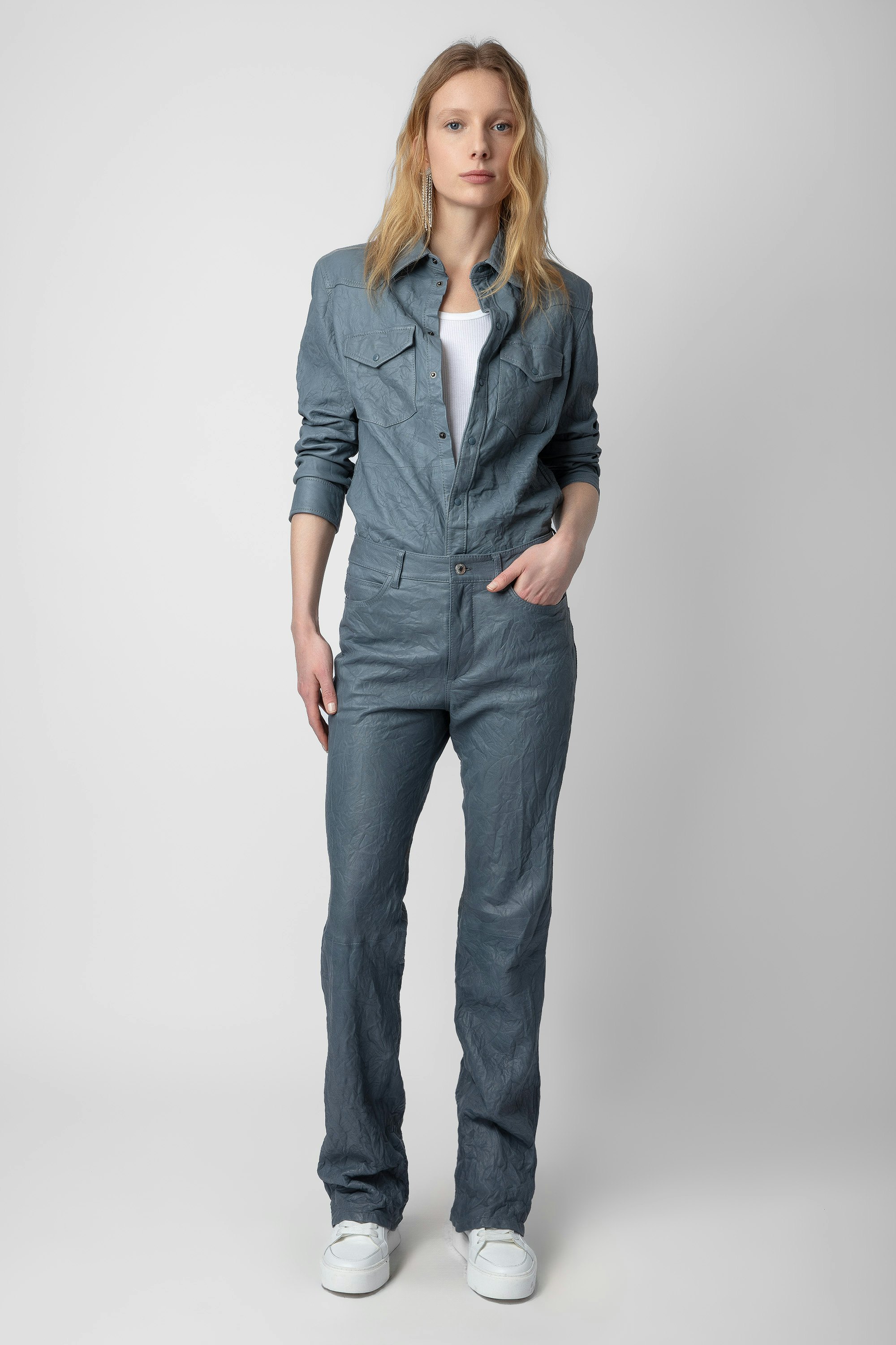 Pantalon Pistol Cuir Froissé
