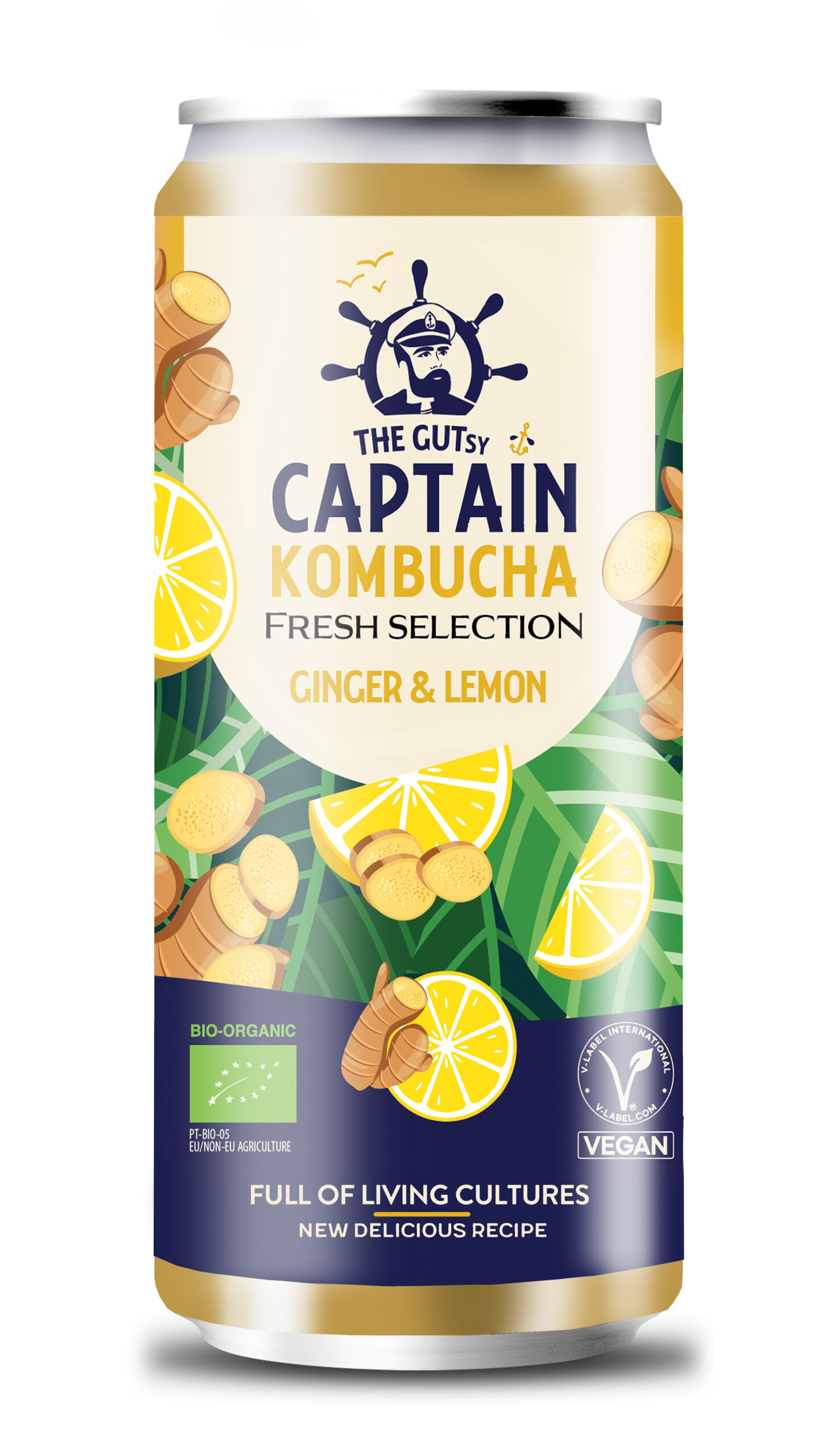 The Gutsy Captain Kombucha Fresh Ginger Lemon BIO (250 ml)