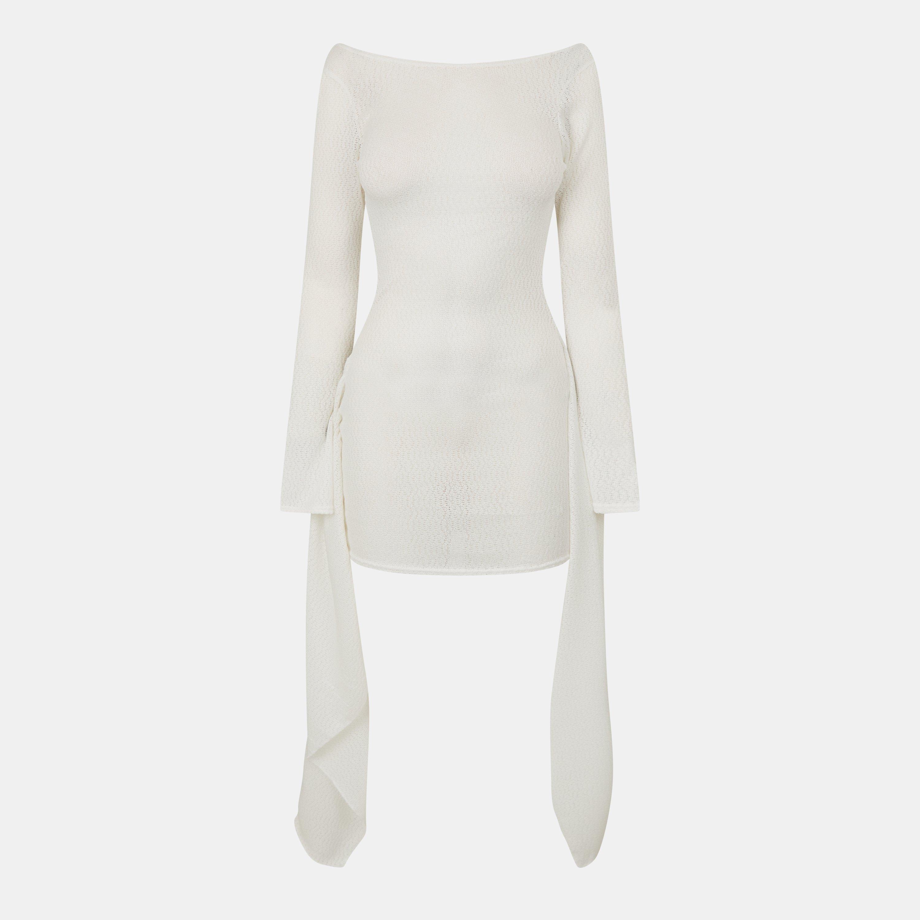 Missy Empire ME Textured Tie Detail Mini Dress Womens