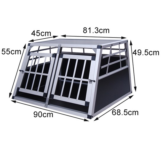 Hundebox Doppelbox Alu S grau