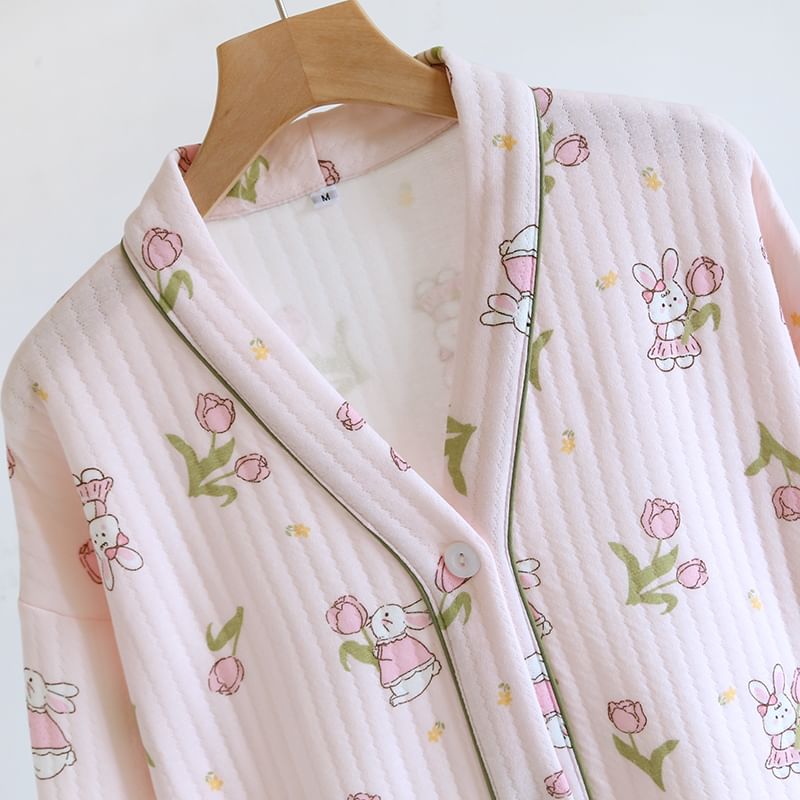 Finlies - Lange pyjamajas met V-hals en print