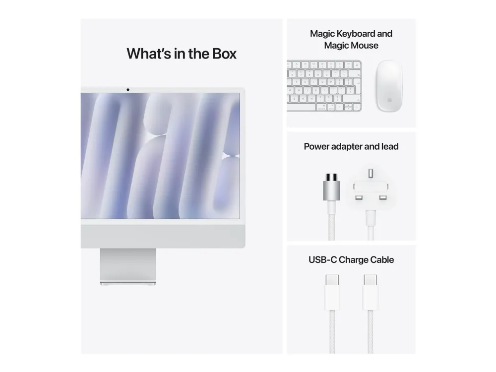 Apple iMac with 4.5K Retina display - Alt-i-én M4 - RAM 16 GB - SSD 256 GB - Apple M4 8-core - IEEE 802.11ax (Wi-Fi 6E), Bluetooth 5.3 - macOS Sequoia 15.0 - skærm: LED 24