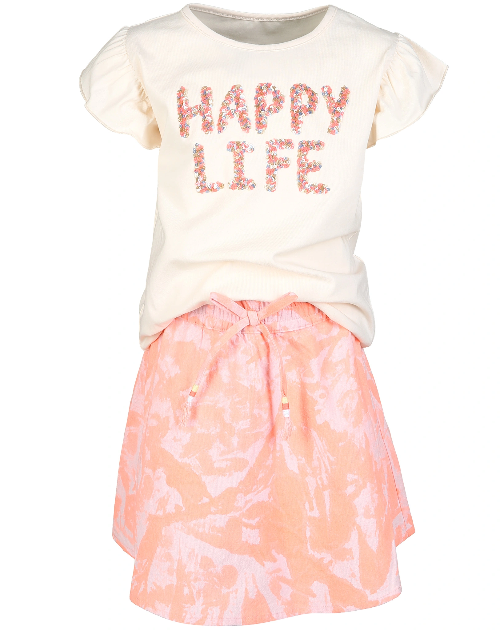 Top BATIK mit Rock in elfenbein/neon pink