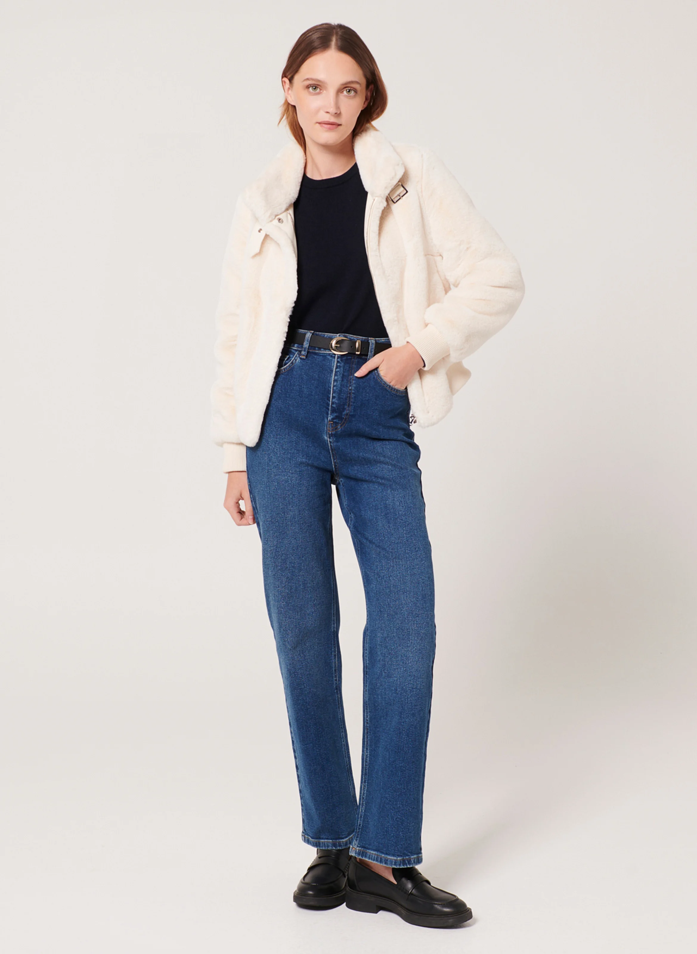 VALOU - Veste droite col montant | Blanc