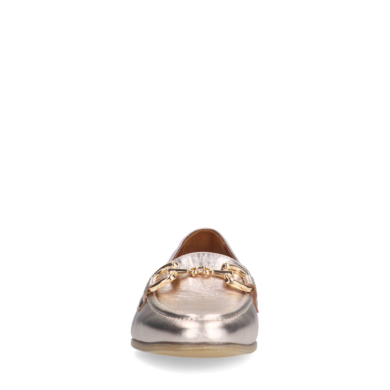 Gouden leren loafers met gouden chain