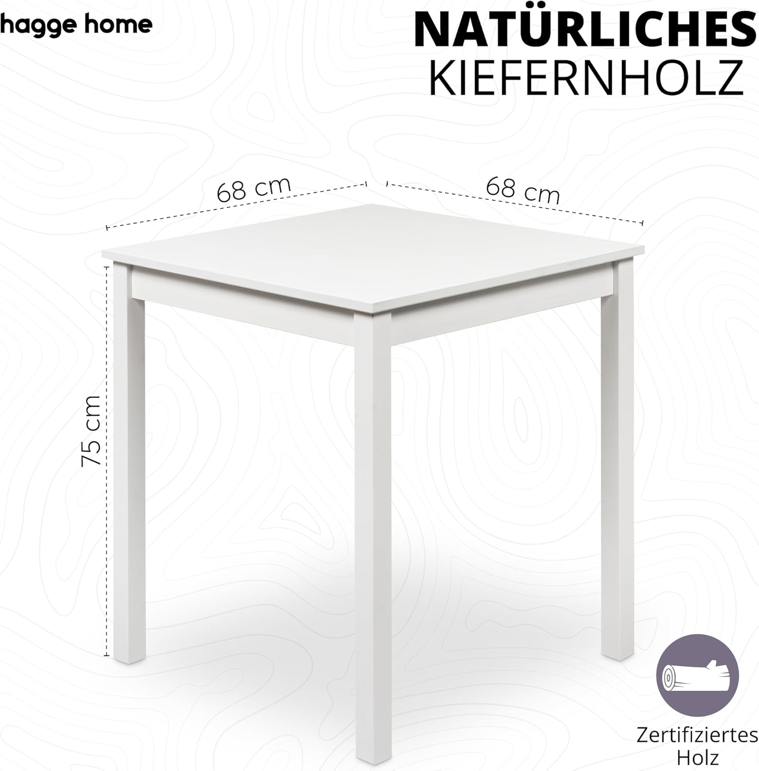 Skandinavisch Holz Tisch 68x68 Esstisch Küchentisch Schreibtisch Esszimmertisch Desk Homeoffice Kinderzimmertisch Esszimmertische Esstische Wohnzimmertisch Arbeitszimmertisch Klein Weiß