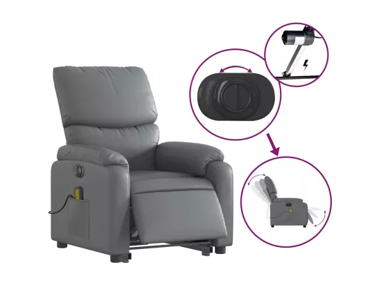 Fauteuil inclinable massant électrique gris similicuir