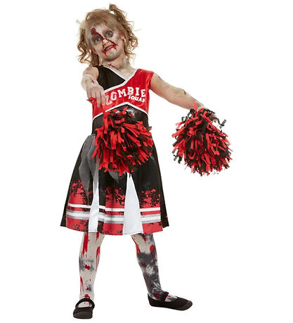 Smiffys Kostüm - Zombie Cheerleader - Rot/Schwarz