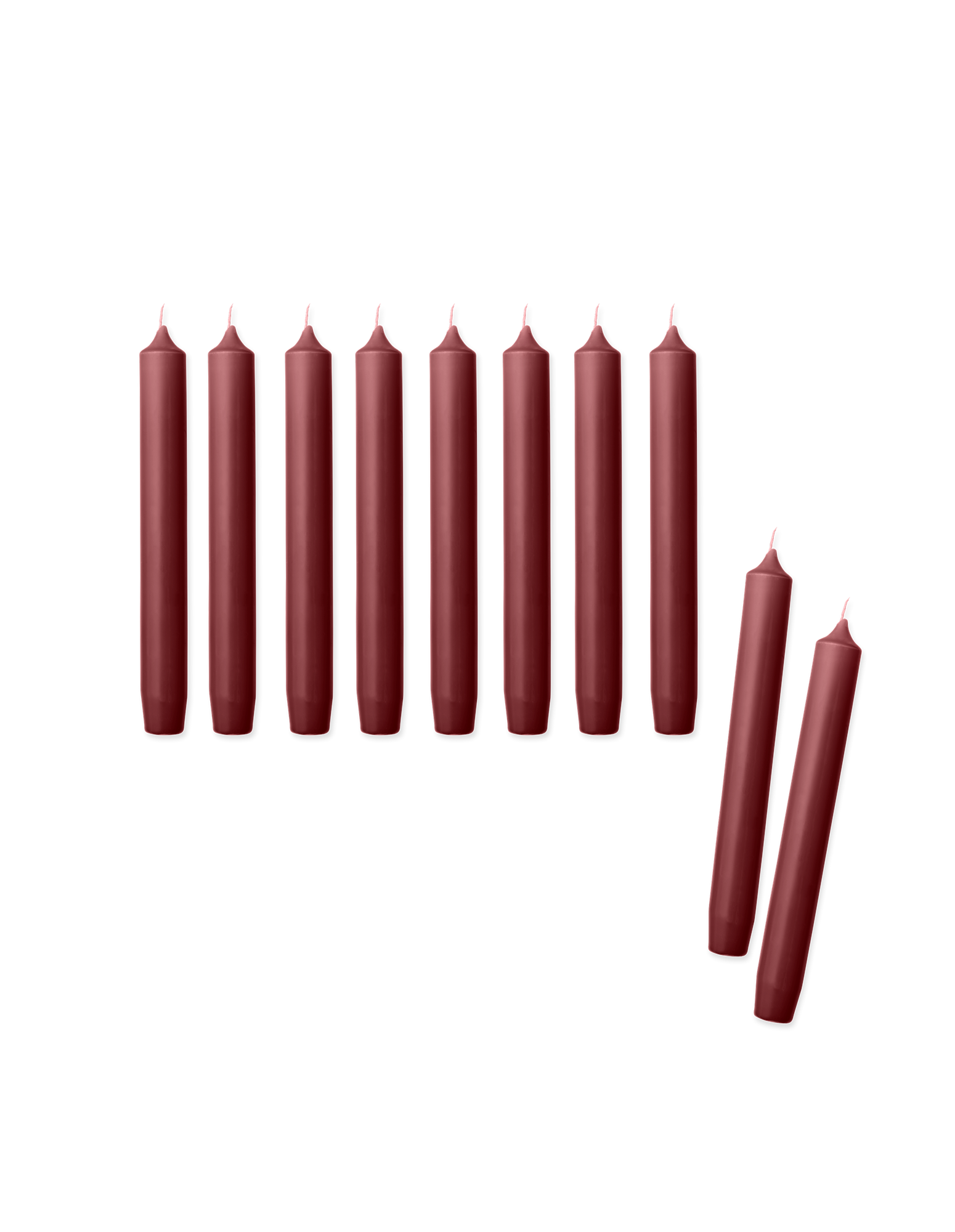 Stagelys 19 cm 10-pak | Paraffin. Ø2,2 x 19 cm. 10 stk. | Bordeaux