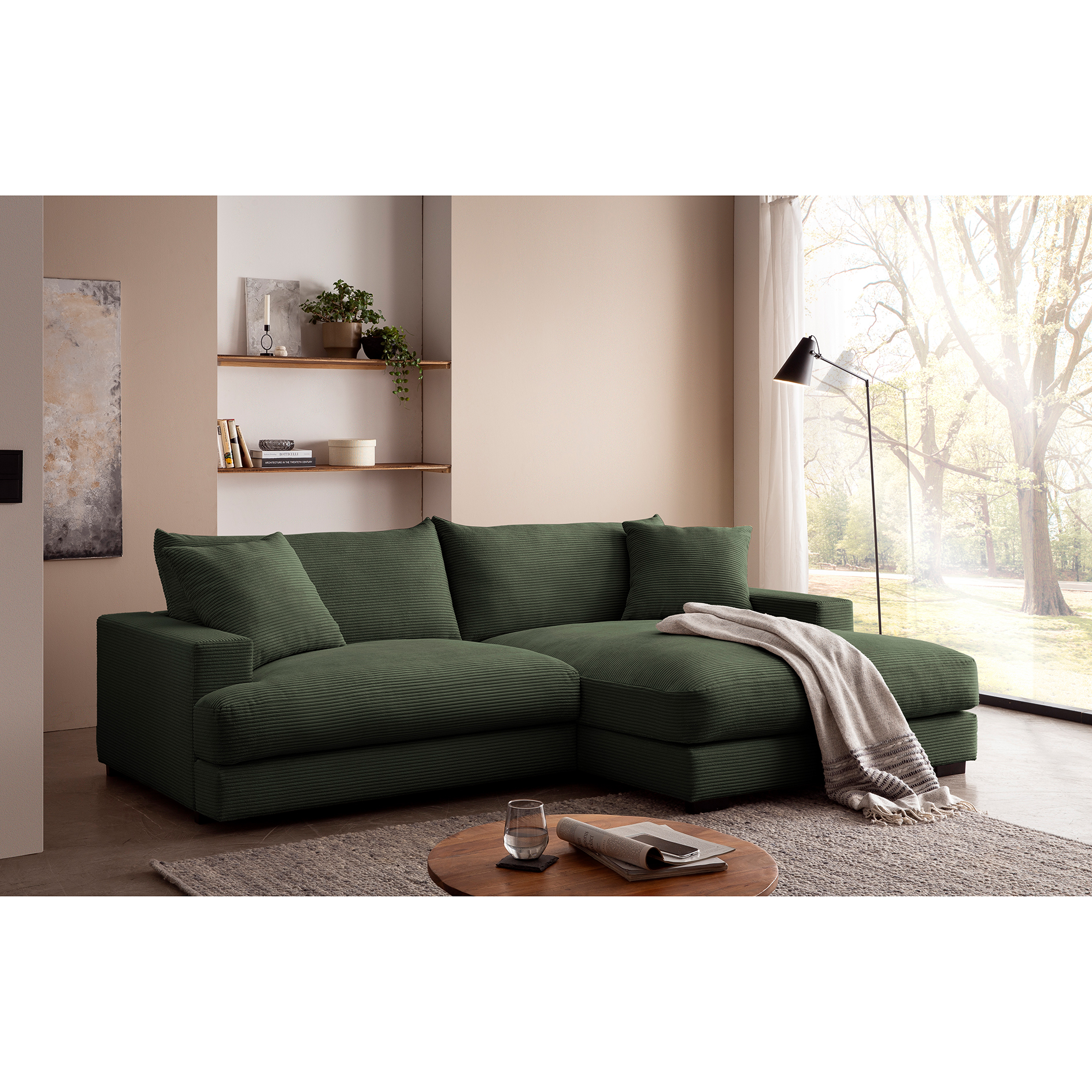 Ecksofa - wintermoss - Cord - Recamiere rechts
