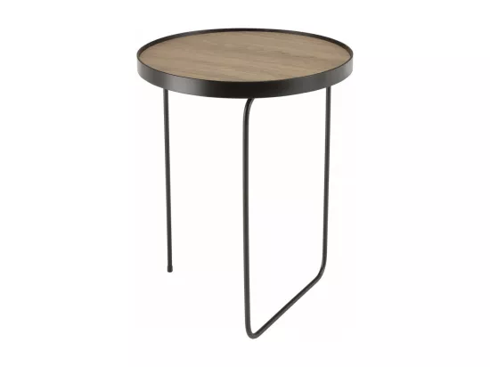 FLEUR - Table d'appoint ronde 40x40cm mocha pieds asymétriques métal