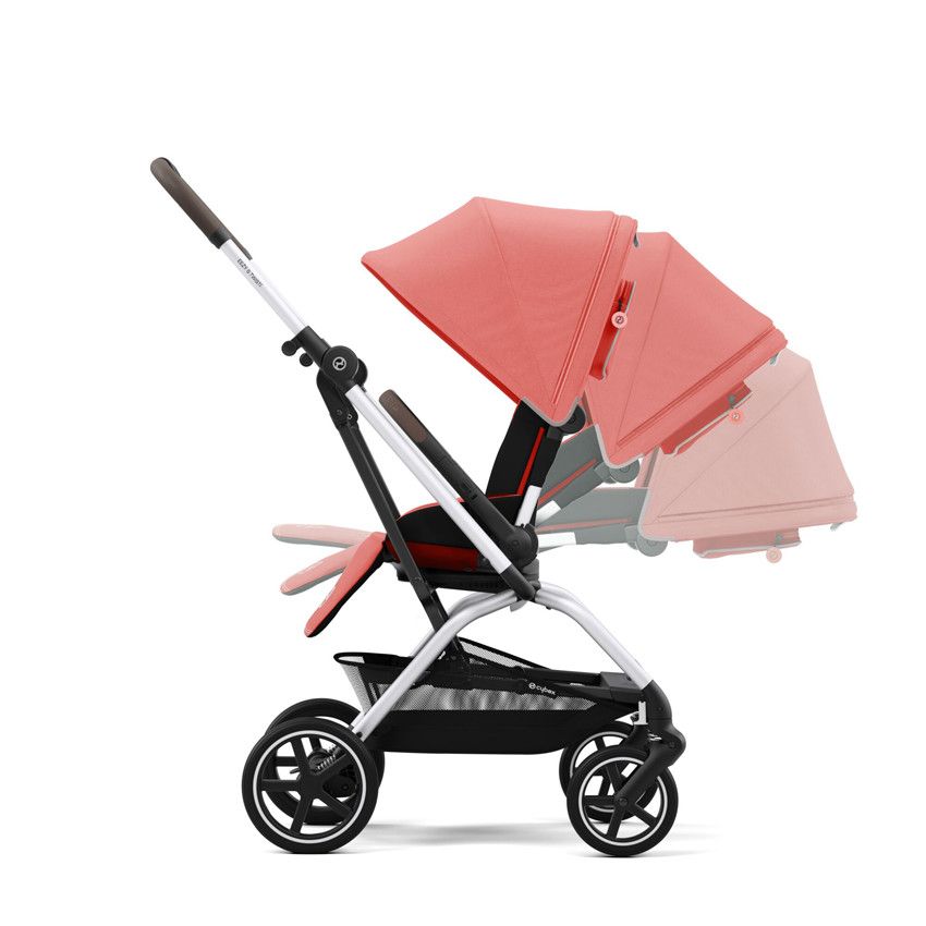 Poussette canne Eezy S Twist+ 2 avec châssis Silver - Hibiscus Red - Ecru