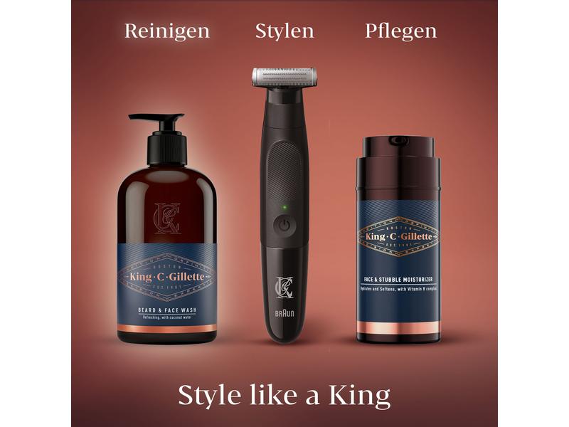 King C. Gillette Bartshampoo 350 ml Bartshampoo für Männer mit Kokoswasser, Arganöl und Avocadoöl